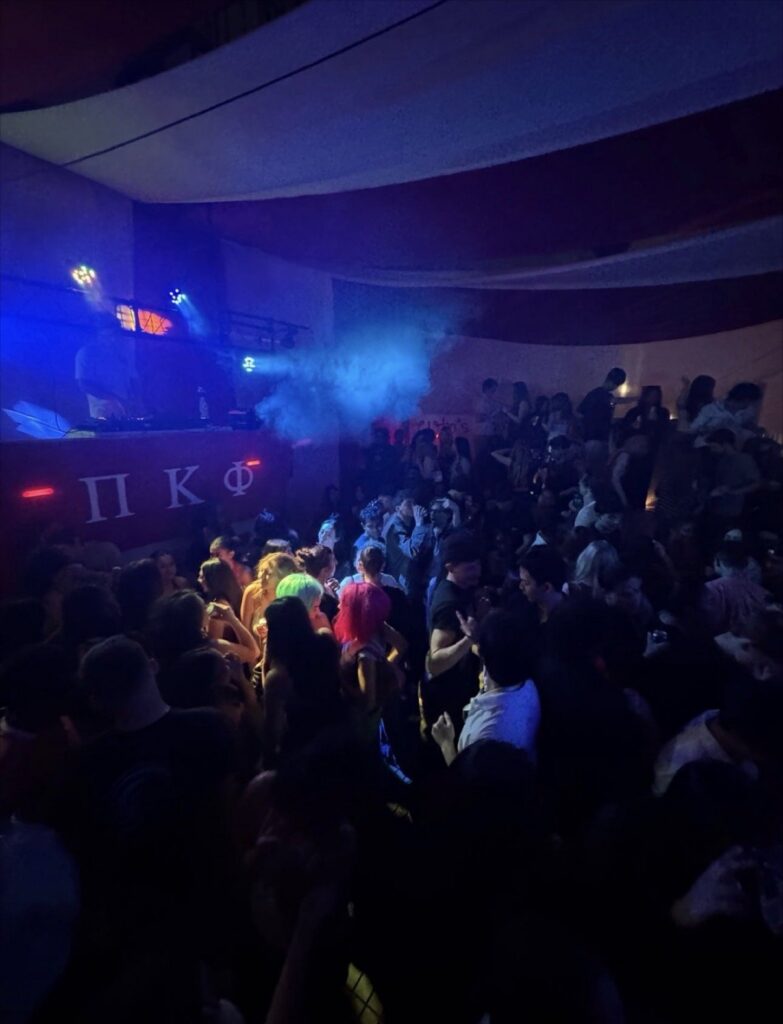Delta Rho brothers at the Love Shack event